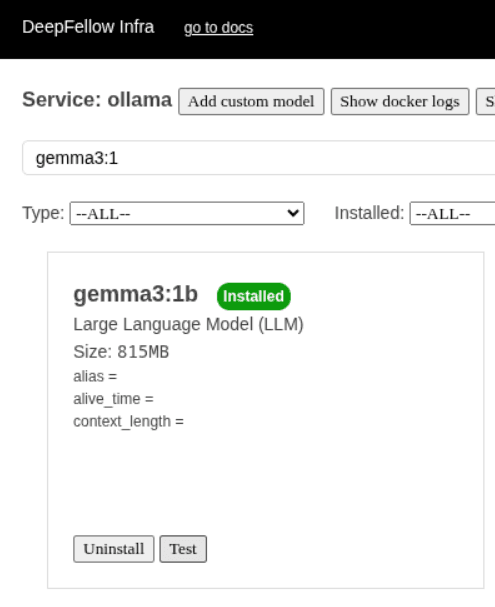 button for testing model
