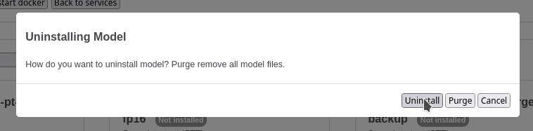 uninstall model window